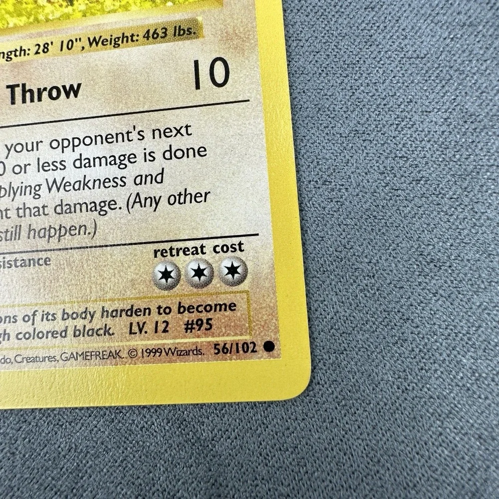 Pokemon Onix 56/102 Base Set 1999 Shadowless Common Vintage WOTC English